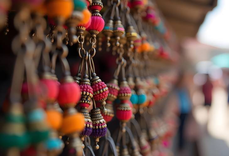 Colorful Vintage Earrings Showcase A Treasure for Tourists